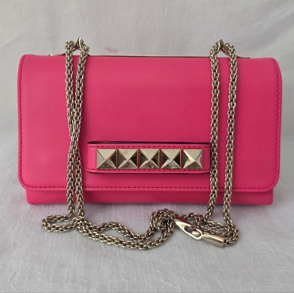Valentino Garavani Handbags - Auth Valentino Garavani Rockstud Va Va Voom Neon Pink Crossbody